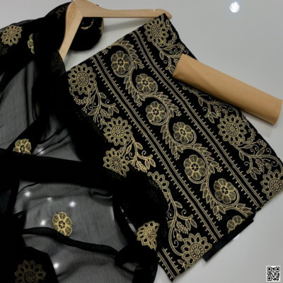 পিওর এসি কটন কাপড়ের সেমি স্টিচ থ্রী পিস