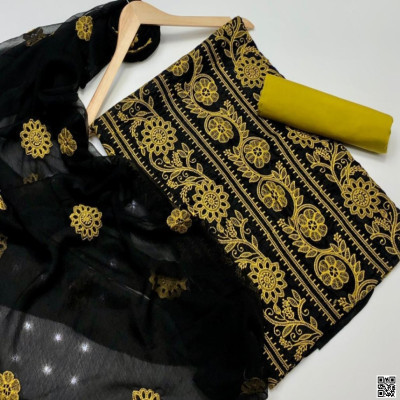 পিওর এসি কটন কাপড়ের সেমি স্টিচ থ্রী পিস