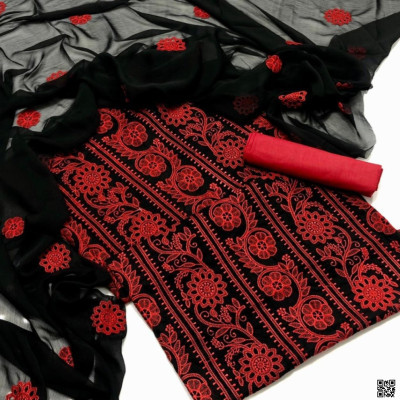 পিওর এসি কটন কাপড়ের সেমি স্টিচ থ্রী পিস