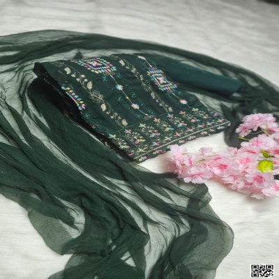 ইন্ডিয়ান আনস্টিচড জর্জেট থ্রি পিস